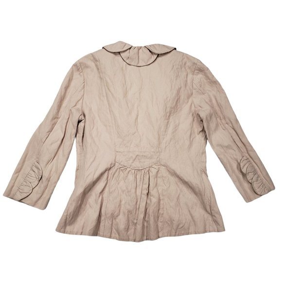 Cabi Blazer Suit Jacket 8 Women 400 Roses Blush Pink Ruffles Cotton - Picture 2 of 12